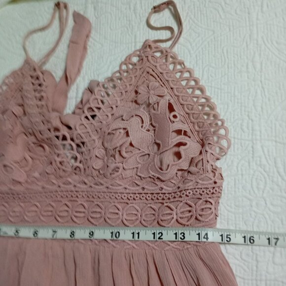 Revamped Dress Pink Lace Crochet Detail Summer Size L Midi Womens - Picture 10 of 11